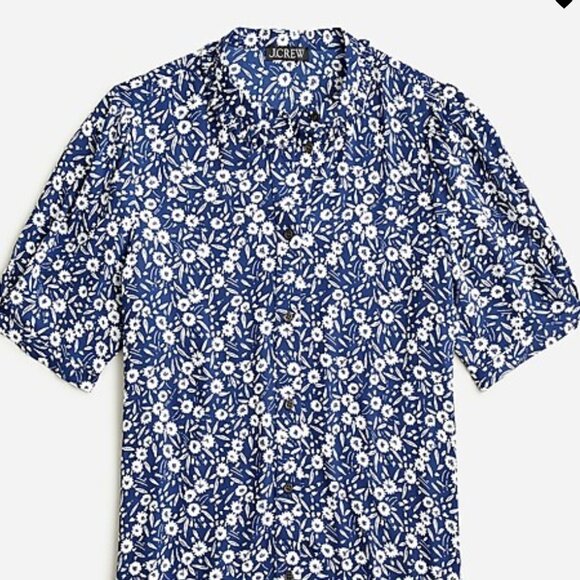 J. Crew NWT Size M - Puff-sleeve button-up top in garden stamp floral - Picture 6 of 6